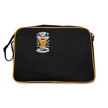 Ich brauche keine Therapie Ich brauche nur meinen Chihuahua - - Retro Tasche - Schwarz/Gold - Hinten