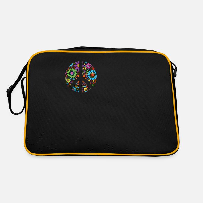 Retro Blumen Design Friedenszeichen Peace Zeichen Retro Tasche