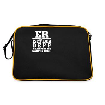 Er ist der Depp wir sind nur zum saufen - Retro Tasche - Schwarz/Gold - Hinten