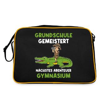 Grundschulabschluss Gymnasium Einschulung 5 Klasse - Retro Tasche - Schwarz/Gold - Hinten
