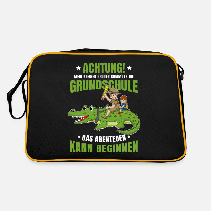 Schulanfang Einschulung 1 Klasse Grundschule - Retro Tasche - Schwarz/Gold