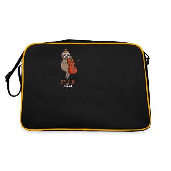 Drôle de sloth Cello Player Cadeau - Sac Retro - noir/or - Dos