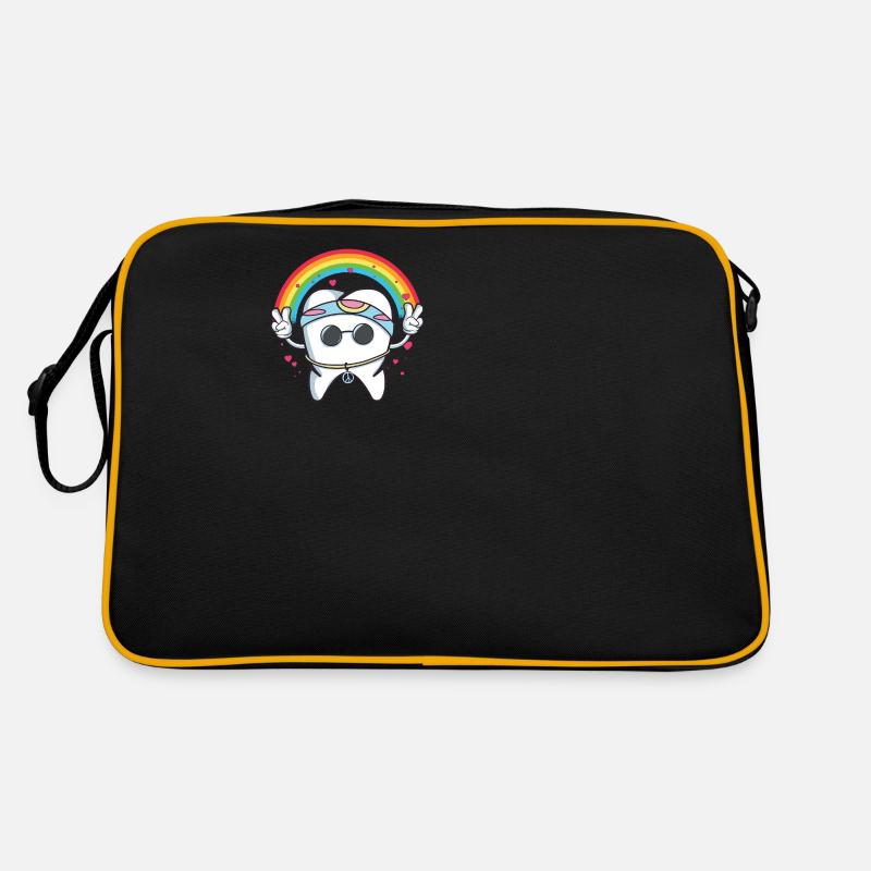 Cute Hippie Tooth Dentist Gift - Retro Tasche - Schwarz/Gold