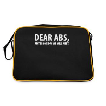 Lustiger Fitness Spruch Dear Abs - Retro Tasche - Schwarz/Gold - Hinten