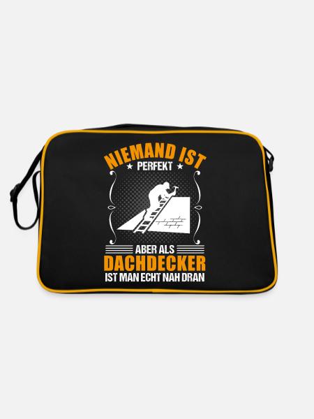 Dachdecker Beruf Lustiger Spruch Geschenk - Retro Tasche - Schwarz/Gold - Hinten