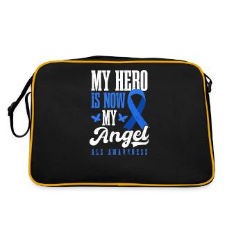 Als Awarenesss Mein Held ist mein Engel - Retro Tasche - Schwarz/Gold - Hinten
