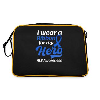 Als Awarenesss Wear Ribbon für meinen Helden - Retro Tasche - Schwarz/Gold - Hinten
