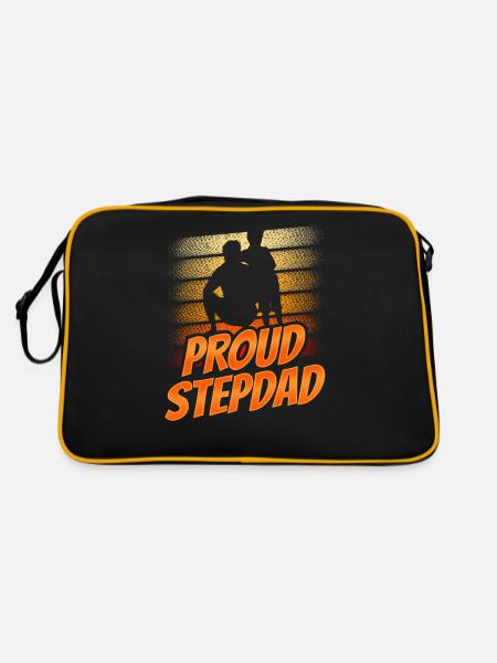 Stolzer Stiefvater Vatertag Stiefpapa Stepdad - Retro Tasche - Schwarz/Gold - Hinten