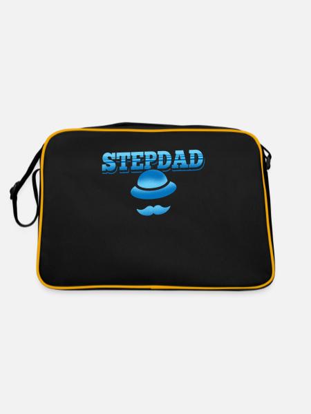 Stiefvater Stepdad Vatertag Stiefpapa - Retro Tasche - Schwarz/Gold - Hinten