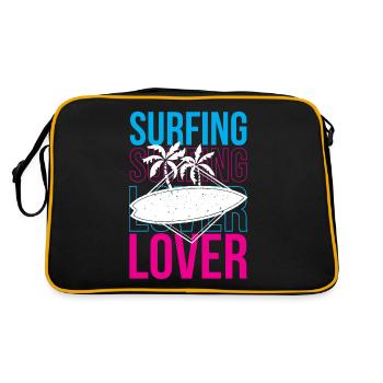 Surfing Lovers Surfer Surfing Surfboard - Retro Bag - black/gold - Back
