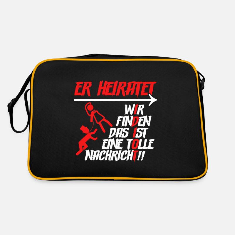 Er heiratet Idiot Junggesellenabschied Männer - Retro Tasche - Schwarz/Gold