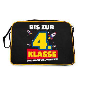 Bis Zur 4. Klasse und noch viel weiter Rakete - Retro Tasche - Schwarz/Gold - Hinten