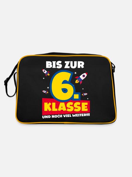 Bis Zur 6. Klasse und noch viel weiter Rakete - Retro Tasche - Schwarz/Gold - Hinten