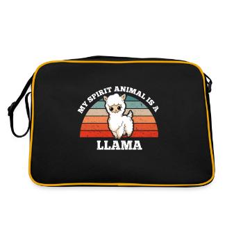 Lama Alpaka Liebhaber My Spirit Animal Is A Llama - Retro Tasche - Schwarz/Gold - Hinten