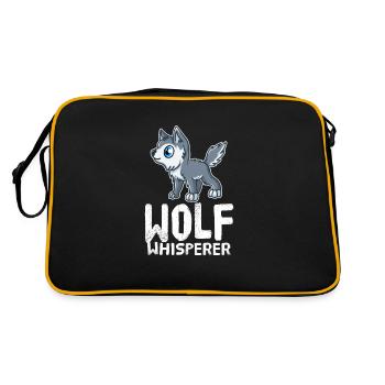 Wolf Wölfe Lustiger Sprüche Vollmond Wolfliebhaber - Retro Tasche - Schwarz/Gold - Hinten