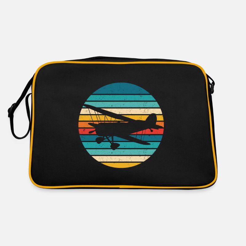Flugzeug Retro Pilot Geschenk Fliegen Flugsport - Retro Tasche - Schwarz/Gold