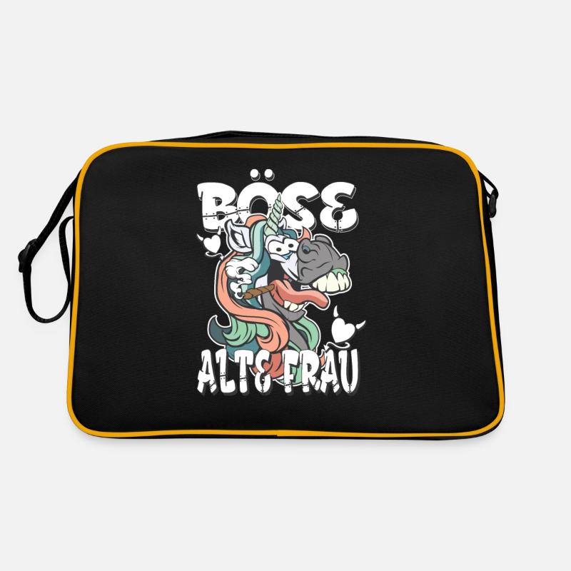 Böse alte Frau - crazy Einhorn Retro Tasche