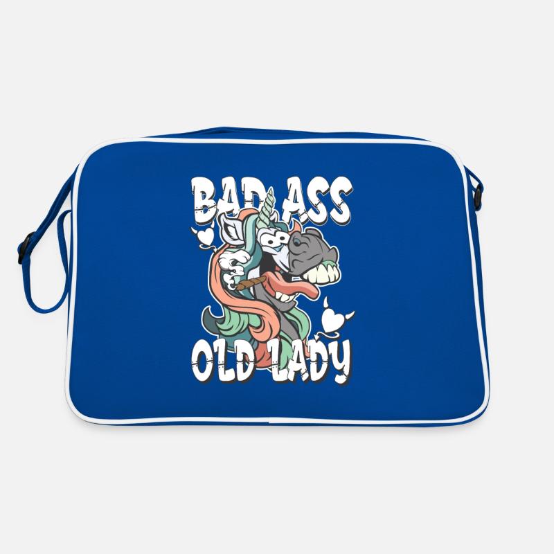 bad ass old lady - crazy Einhorn Unicorn Retro Tasche