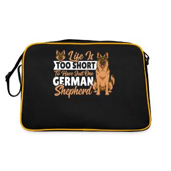 Life Is Too Short To Have Just One German Shepherd - Retro Tasche - Schwarz/Gold - Hinten