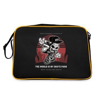 The World is my Skate park Skater Skull Gift - Retro Bag - black/gold - Back