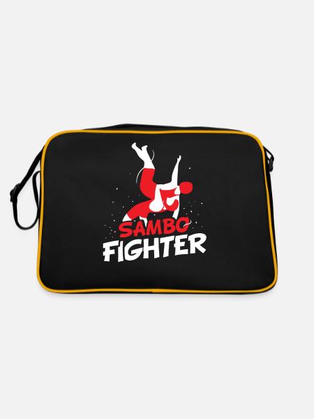 Sambo Kämpfer Training Kampfkunst Kampfsport - Retro Tasche - Schwarz/Gold - Hinten