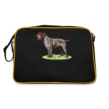 Deutsch Drahthaar I Jagdhund Vorstehhund Geschenk - Retro Tasche - Schwarz/Gold - Hinten