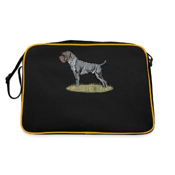 Deutsch Drahthaar I Jagdhund Vorstehhund Geschenk - Retro Tasche - Schwarz/Gold - Hinten