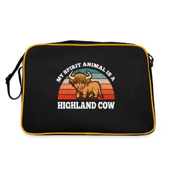 Ochsen Kühe Yak My Spirit Animal Is A Highland Cow - Retro Tasche - Schwarz/Gold - Hinten