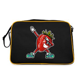 Dabbing Strawberry Dab Dancing Berry Strawbery - Retro Bag - black/gold - Back