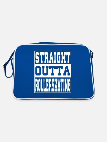 Rollerskating Spruch lustig - Retro Tasche - Blau/Weiß - Hinten