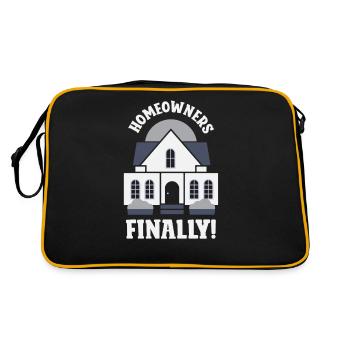 Endlich Hauseigentümer Hausherr Hausbesitzer Haus - Retro Tasche - Schwarz/Gold - Hinten