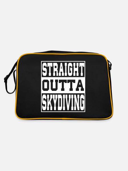 Skydiving Spruch lustig - Retro Tasche - Schwarz/Gold - Hinten
