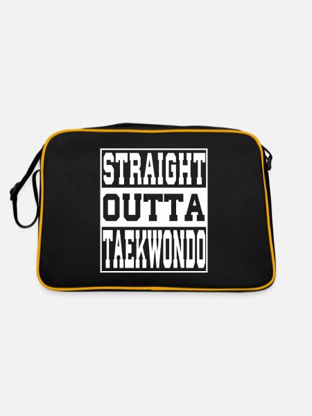 Taekwondo Spruch lustig - Retro Tasche - Schwarz/Gold - Hinten