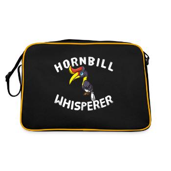 Hornbill Whisperer Vogelbeobachter Nashornvogel - Retro Tasche - Schwarz/Gold - Hinten