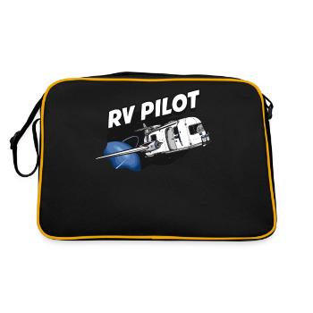 RV Pilot Wohnmobil Geschenk - Retro Tasche - Schwarz/Gold - Hinten