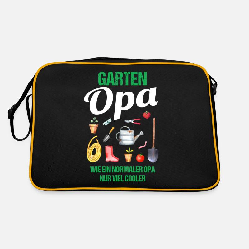 Garten Opa Lustiger Spruch Geschenk Herren - Retro Tasche - Schwarz/Gold