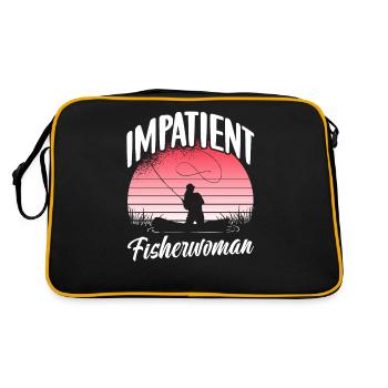 Impatient fisherwoman Fishing Fishing Fishermen - Retro Bag - black/gold - Back