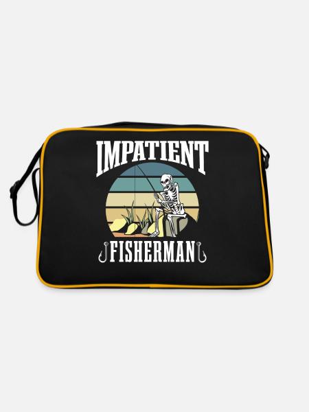 Ungeduldiger Fischer Angler Fischen Angeln - Retro Tasche - Schwarz/Gold - Hinten