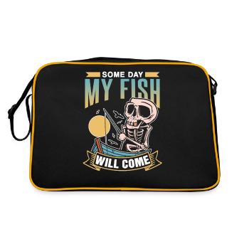 One day my fish will bite fishermen - Retro Bag - black/gold - Back