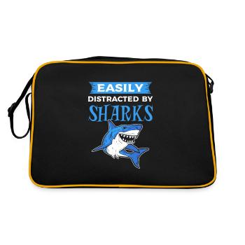 Easily Distracted By Sharks Shark Fish - Retro Bag - black/gold - Back