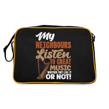 Harp Player Harpist Funny Quote - Retro Tasche - Schwarz/Gold - Hinten