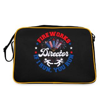 Fireworks Director Funny Party Independence Day - Retro Tasche - Schwarz/Gold - Hinten