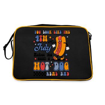 Hot Dog 4 juillet American Patriotic - Sac Retro - noir/or - Dos