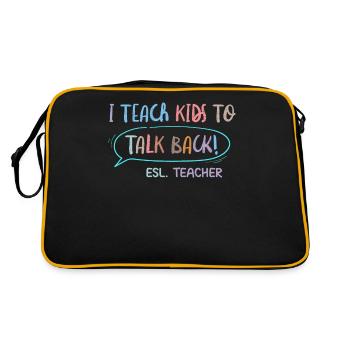 I Teach Kids To Talk Back ESL Teacher - Retro Bag - black/gold - Back