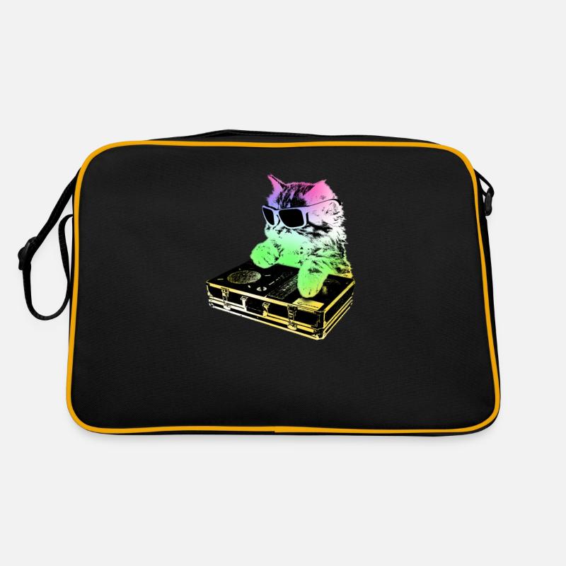 Rainbow DJ Cat - Scratchen Retro Tasche