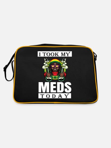 I Took My Meds Today - Retro Tasche - Schwarz/Gold - Hinten