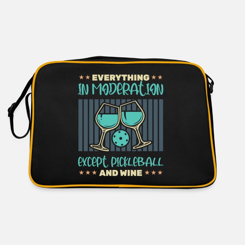 Funny Wine and Pickleball Retro Tasche