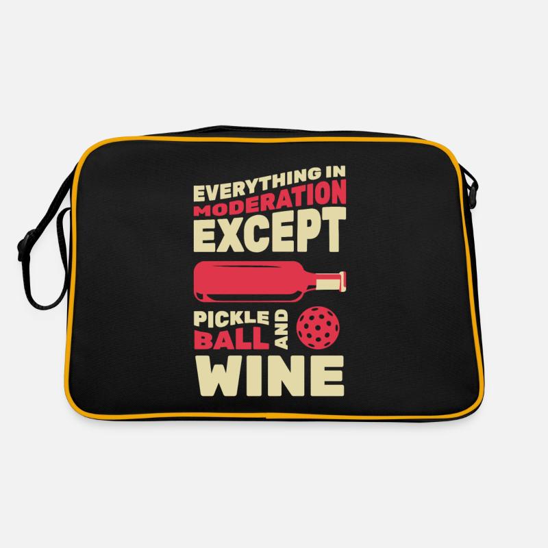 Funny Wine and Pickleball Retro Tasche