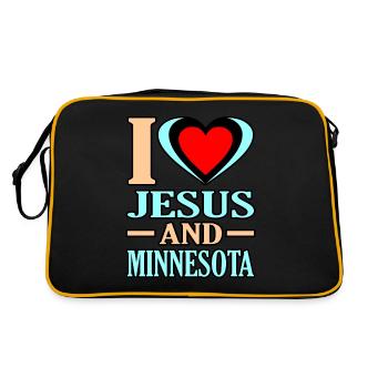 I love Jesus and Minnesota gift - Retro Bag - black/gold - Back