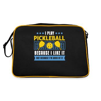 I Play Pickleball Because I Like It - Retro Tasche - Schwarz/Gold - Hinten